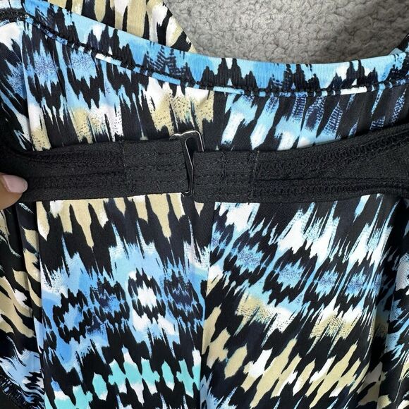 Fit 4U Swimsuit One Piece Sz 16 Blue Abstract Print Ruching Sweetheart Neckline - Picture 11 of 15